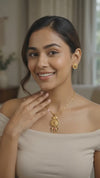 Traditional Gold-Plated Meenakari Pendant Necklace Set with Matching Stud Earrings for Women | Ethnic Floral Design Jewellery for Weddings and Festivals