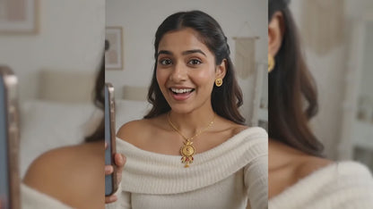 Traditional Gold-Plated Meenakari Pendant Necklace Set with Matching Stud Earrings for Women | Ethnic Floral Design Jewellery for Weddings and Festivals