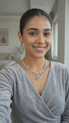 Elegant Rhodium-Plated Kundan Necklace Set with Mint Green & Blush Pink Stones – Floral Choker Jewellery with Matching Drop Earrings for Women and Girls – Perfect for Weddings, Parties, and Festive Wear