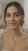 Elegant Gold-Toned Hexagon Locket Necklace Set with Matching Earrings – Designer Ruby-Studded Ethnic Jewellery for Girls and Women – Perfect Anniversary or Birthday Gift for Her