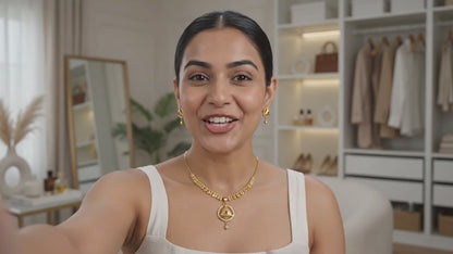 Gold-Plated Jewellery Set for Women – Elegant Geometric Sunburst Pendant Necklace and Matching Stud Earrings with Ruby Pink Stones and Clear Crystal Accents