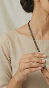 Modern Double String Gold Plated Mangalsutra for Women | Traditional Black Beaded Tanmaniya Necklace with Cubic Zirconia Floral Pendant | Ethnic Daily Wear Jewellery Gift