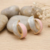 Rose Gold Pastel Pink White Enamel Half Hoop Earrings For Women